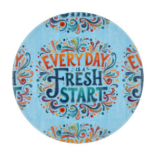 Kleurrijke "Elke dag is een frisse start" Motivati Snijplank