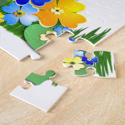 Kleurrijke Emoji Flowers Gepersonaliseerd Kinderen Legpuzzel (Zijkant)