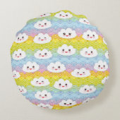 Kleurrijke Emoji Kawaii Wolken Patroon Monogram Rond Kussen (Achterkant)