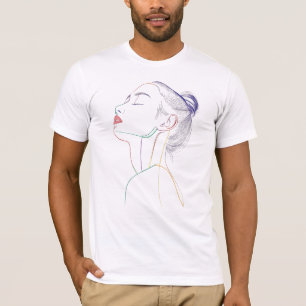 Kleurrijke emoties Premium Line Art Girl Illustr T-shirt
