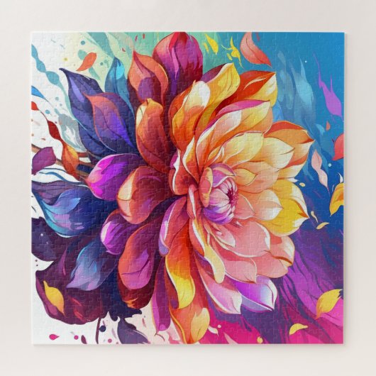 Kleurrijke en abstracte bloem legpuzzel (Horizontaal)