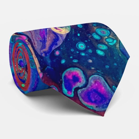 Kleurrijke en Blauwgroen blauwe Stropdas (Opgerold)