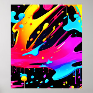 Kleurrijke en felgekleurde vervenspat-art poster