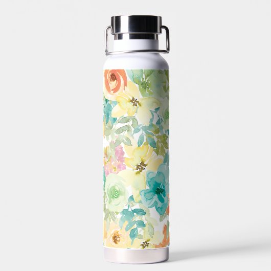Kleurrijke en florale waterverf waterfles (Achterkant)