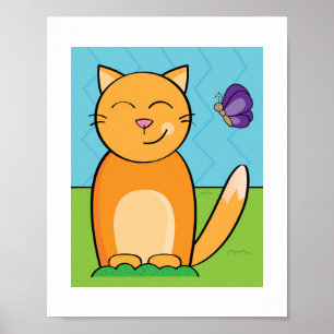 Kleurrijke en gedurfde Cat Poster voor kinderen De