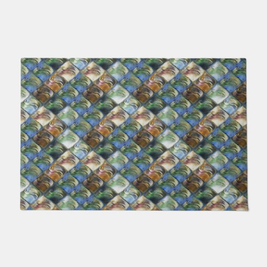 Kleurrijke en gepolijste tegels van hout of van st deurmat (Voorkant)