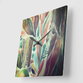 Kleurrijke en groene Waterverf Tropisch Vierkante Klok (Hoek)