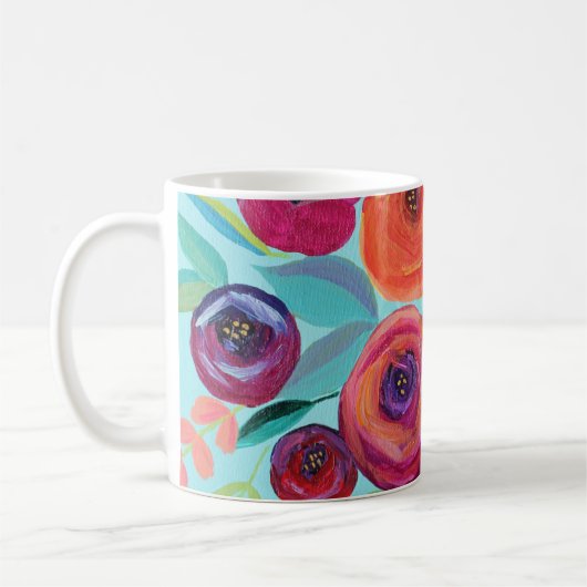 Kleurrijke en heldere bloemen koffiemok (Links)