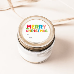 Kleurrijke en heldere Vrolijke Kerstmis aan van Ronde Sticker