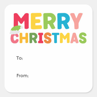 Kleurrijke en heldere Vrolijke Kerstmis aan van Vierkante Sticker