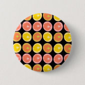 Kleurrijke en helderrode grapefruit plakjes ronde button 5,7 cm (Voorkant)