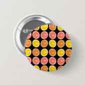 Kleurrijke en helderrode grapefruit plakjes ronde button 5,7 cm (Voorkant /achterkant)