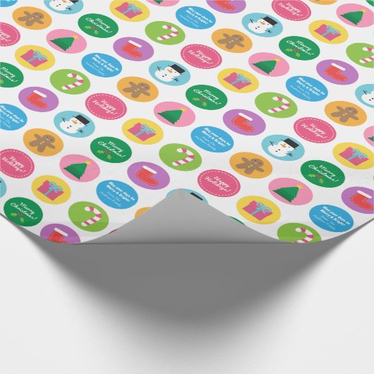 Kleurrijke en helderziende kerstcadeauverpakking cadeaupapier (Hoek)