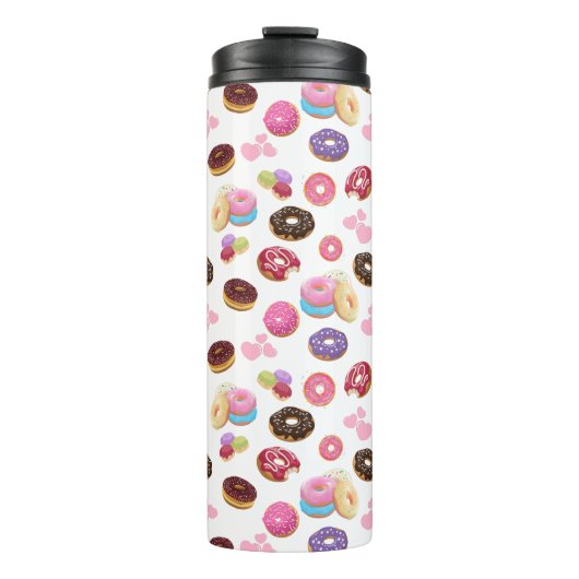 Kleurrijke en lekkere donuts en harten thermosbeker (Voorkant)