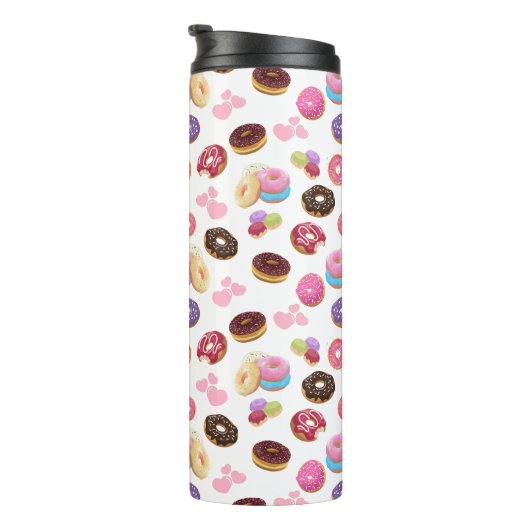 Kleurrijke en lekkere donuts en harten thermosbeker (Geroteerd rechts)