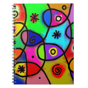 Kleurrijke en leuke abstracte kunst op spirituele notitieboek