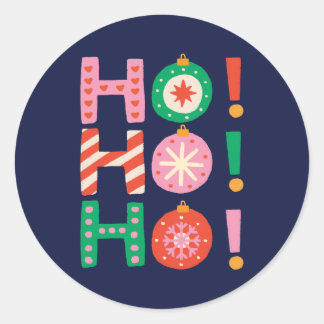 Kleurrijke en Leuke HO HO HO Navy Blue Christmas Ronde Sticker