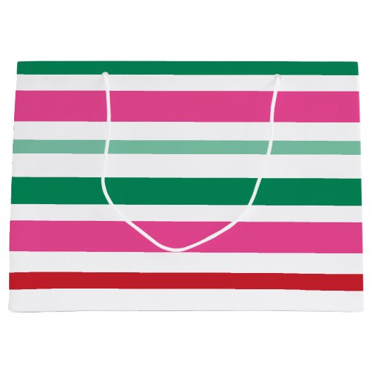 Kleurrijke en levendige gestreepte kerstcadeautas groot cadeauzakje (Voorkant)