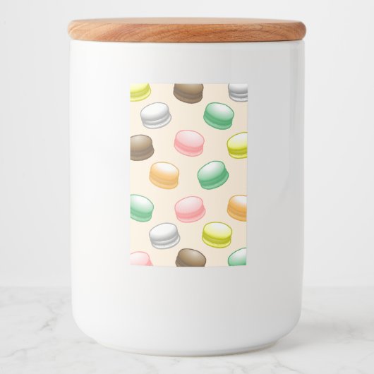 Kleurrijke en mooie macarons voedselcontainer etiket (Voorkant)
