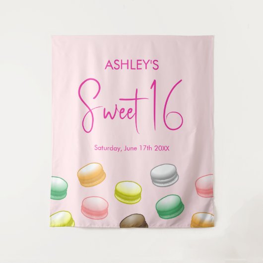 Kleurrijke en mooie macarons wandkleed (Voorkant)