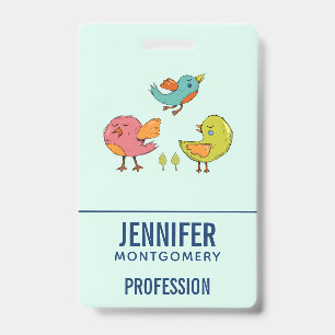 Kleurrijke en Schattige Whimsical Vogels Trio Badge
