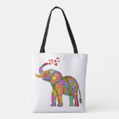 Kleurrijke en Schattigee olifant Canvas tas (Achterkant)