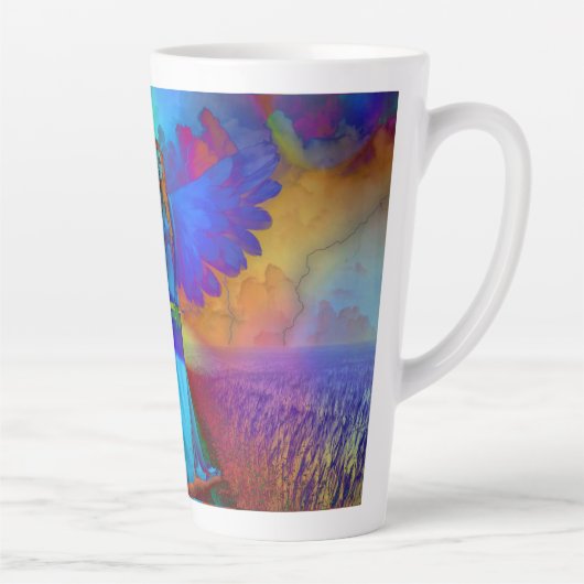 Kleurrijke engel - latte mok (Rechts)