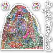 Kleurrijke Engelse Setter Lover Vinyl Stickers (Voorkant)