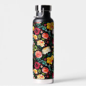 Kleurrijke Engelse tuin bloemen patroon monogramme Waterfles (Rechts)