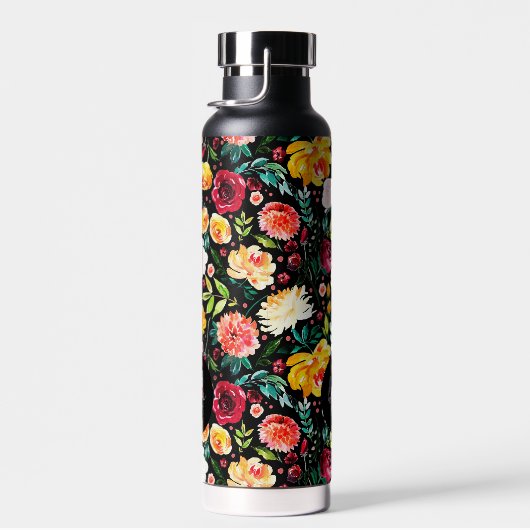 Kleurrijke Engelse tuin bloemen patroon monogramme Waterfles (Rechts)