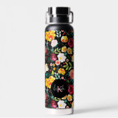 Kleurrijke Engelse tuin bloemen patroon monogramme Waterfles (Achterkant)