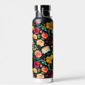 Kleurrijke Engelse tuin bloemen patroon monogramme Waterfles (Links)