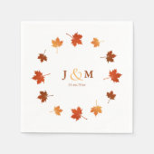 Kleurrijke esdoorn bladeren rustieke herfst bruilo servet (Voorkant)