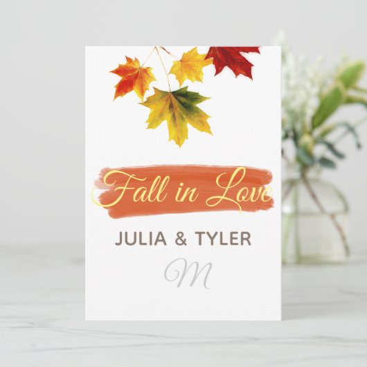 Kleurrijke esdoornbladeren voor bruiloften kaart (Staand voorkant)