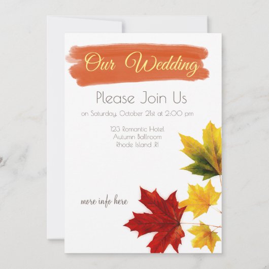 Kleurrijke esdoornbladeren voor bruiloften kaart (Achterkant)