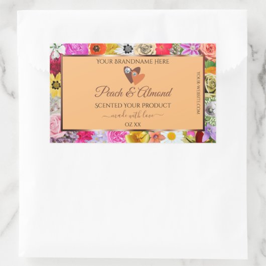 Kleurrijke etiketten van perzikkleurige pekelprodu