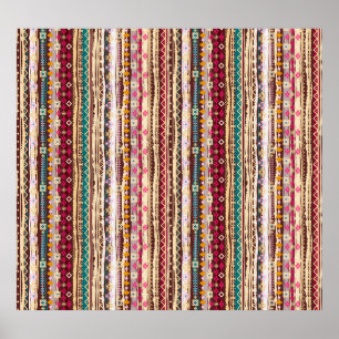 Kleurrijke etnische Boho Tribal Patroon Poster
