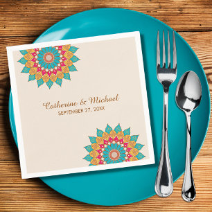 Kleurrijke etnische Mandala Bold & Heldere Bruilof Servet