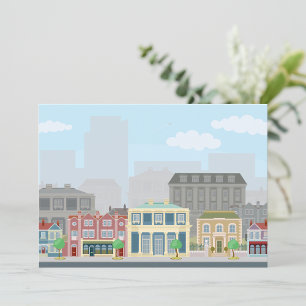 Kleurrijke Europese Stadsstraat Urbane Silhouette Kaart