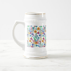 Kleurrijke exotische bloemen achtergrond patroon-2 bierpul