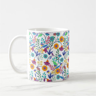 Kleurrijke exotische bloemen achtergrond patroon-2 koffiemok