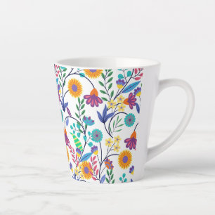 Kleurrijke exotische bloemen achtergrond patroon-2 latte mok