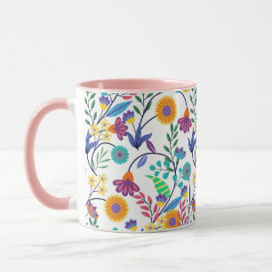 Kleurrijke exotische bloemen achtergrond patroon-2 mok