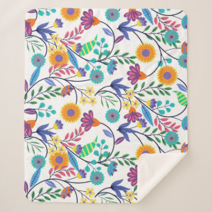 Kleurrijke exotische bloemen achtergrond patroon-2 sherpa deken