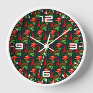 Kleurrijke Exotische Bloemen Bladeren Patroon
