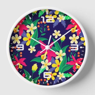 Kleurrijke Exotische Bloemen Bladeren Patroon-2302