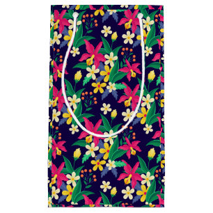 Kleurrijke Exotische Bloemen Bladeren Patroon-2302 Klein Cadeauzakje