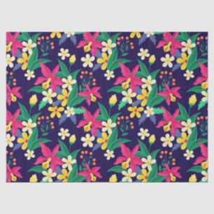 Kleurrijke Exotische Bloemen Bladeren Patroon-2302 Tissuepapier