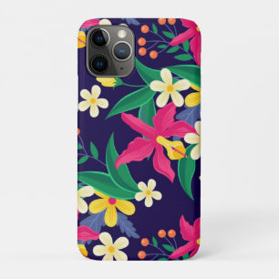 Kleurrijke exotische bloemen en bladeren patroon-5 iPhone 11 pro hoesje