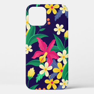 Kleurrijke exotische bloemen en bladeren patroon-5 iPhone 12 pro hoesje